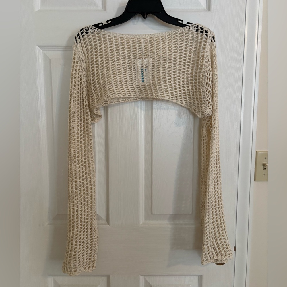 Cream Mesh Crop Top